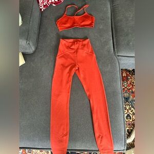 lululemon athletica Women's Red Leggings and Sports Bra Set
